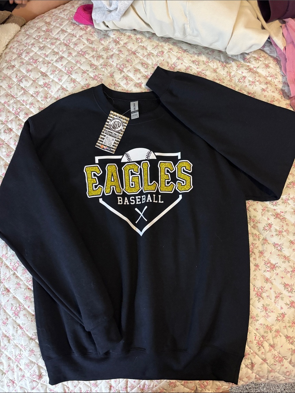 Gildan Black Eagles Baseball Sweatshirt with Yellow Logo